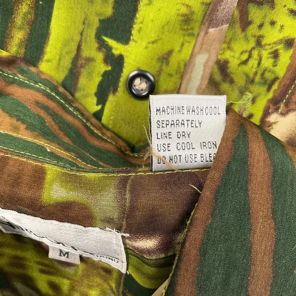 VIRGOLA Uomo Shirt Mens Mediun Green‎ Brown Abstract Statement Party Resortwear